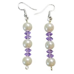 💥4 for $20💥Faux Pearl and Purple Bead Earrings